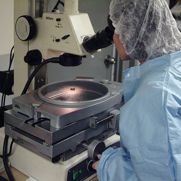 A microcomputer-assisted Toolmaker’s Microscope precisely measures dimensions and tolerances to ensure that the finished product meets or exceeds all specifications.